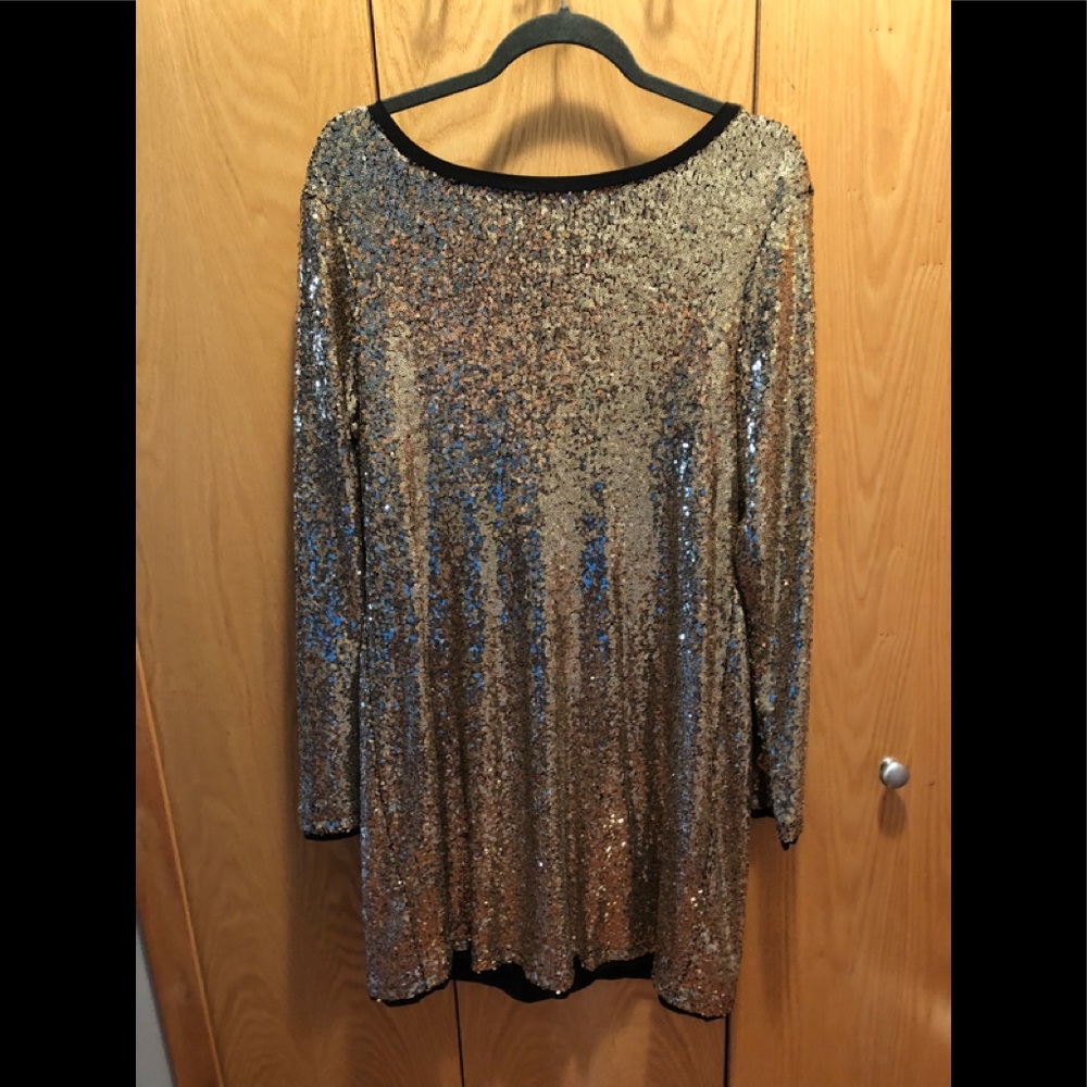 Gold Sequence long sleeve Dress